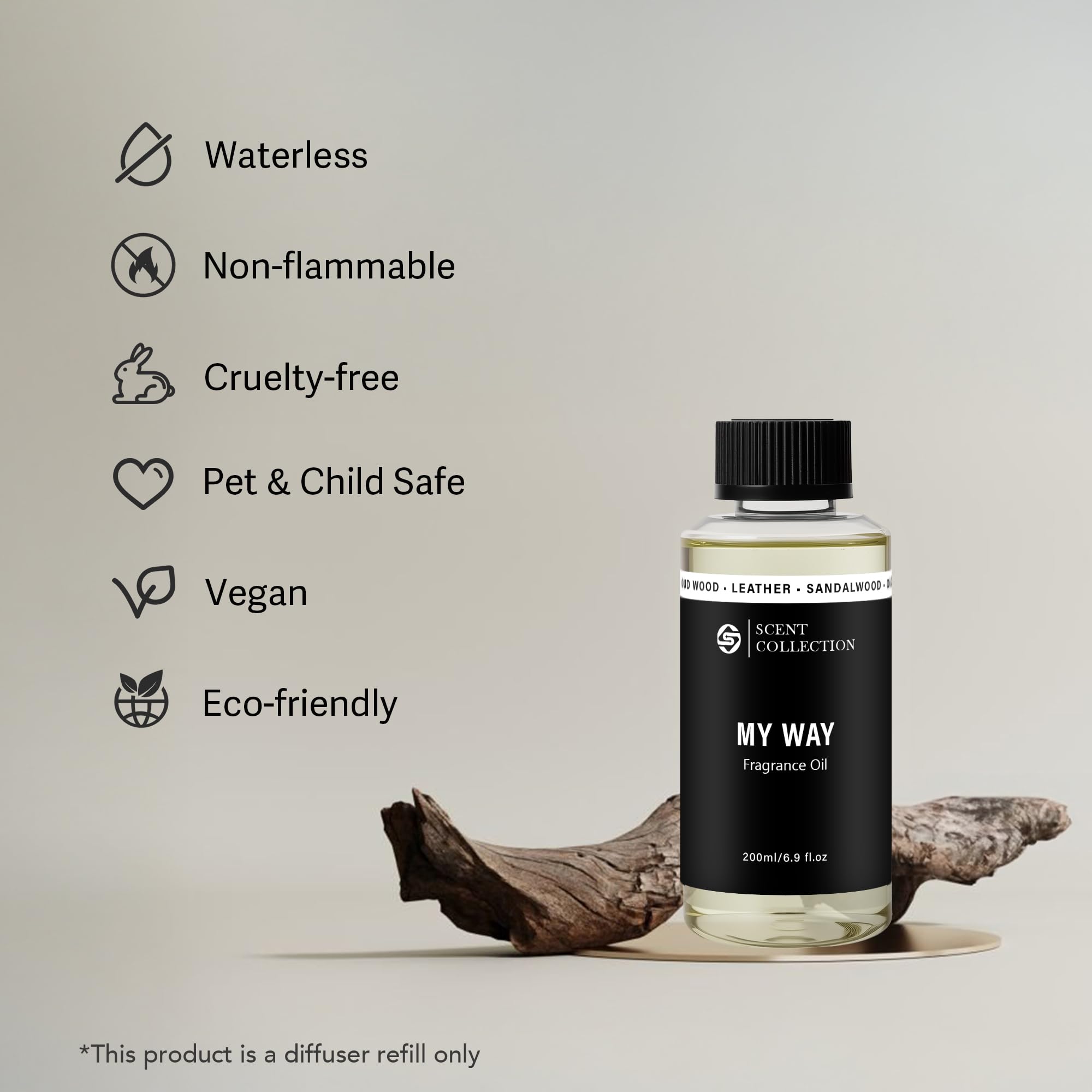 scent collection envase instalado en difusor waterless, demuestra compatibilidad práctica