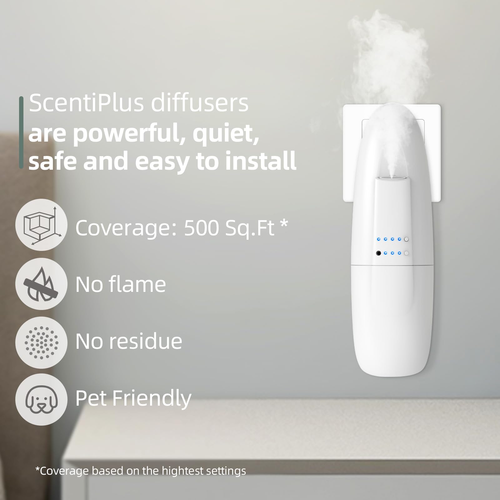 Scentiplus en uso en sala proporcionando aroma constante y agradable