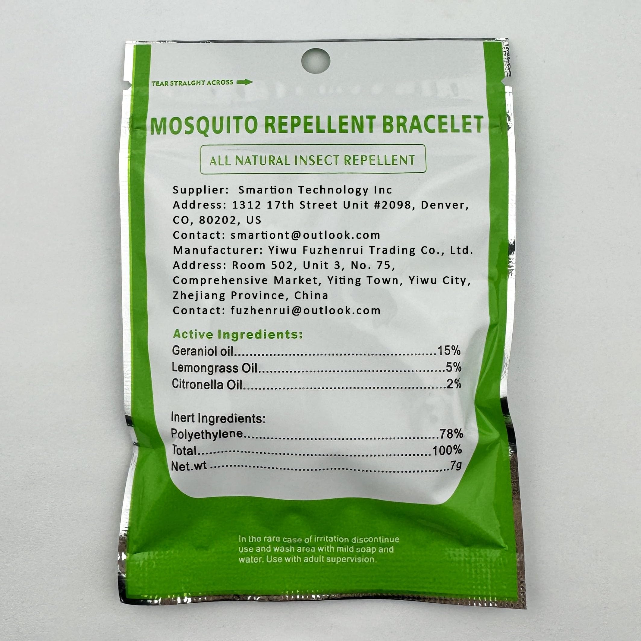 Etiqueta de ingredientes Scentpellent con lista de aceites esenciales, muestra componente natural sin DEET