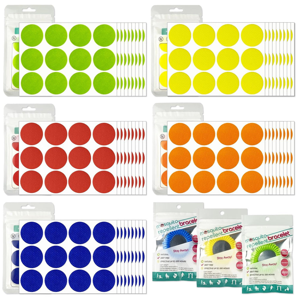 Scentpellent frente del paquete mostrando 300 parches y pulseras, protección práctica