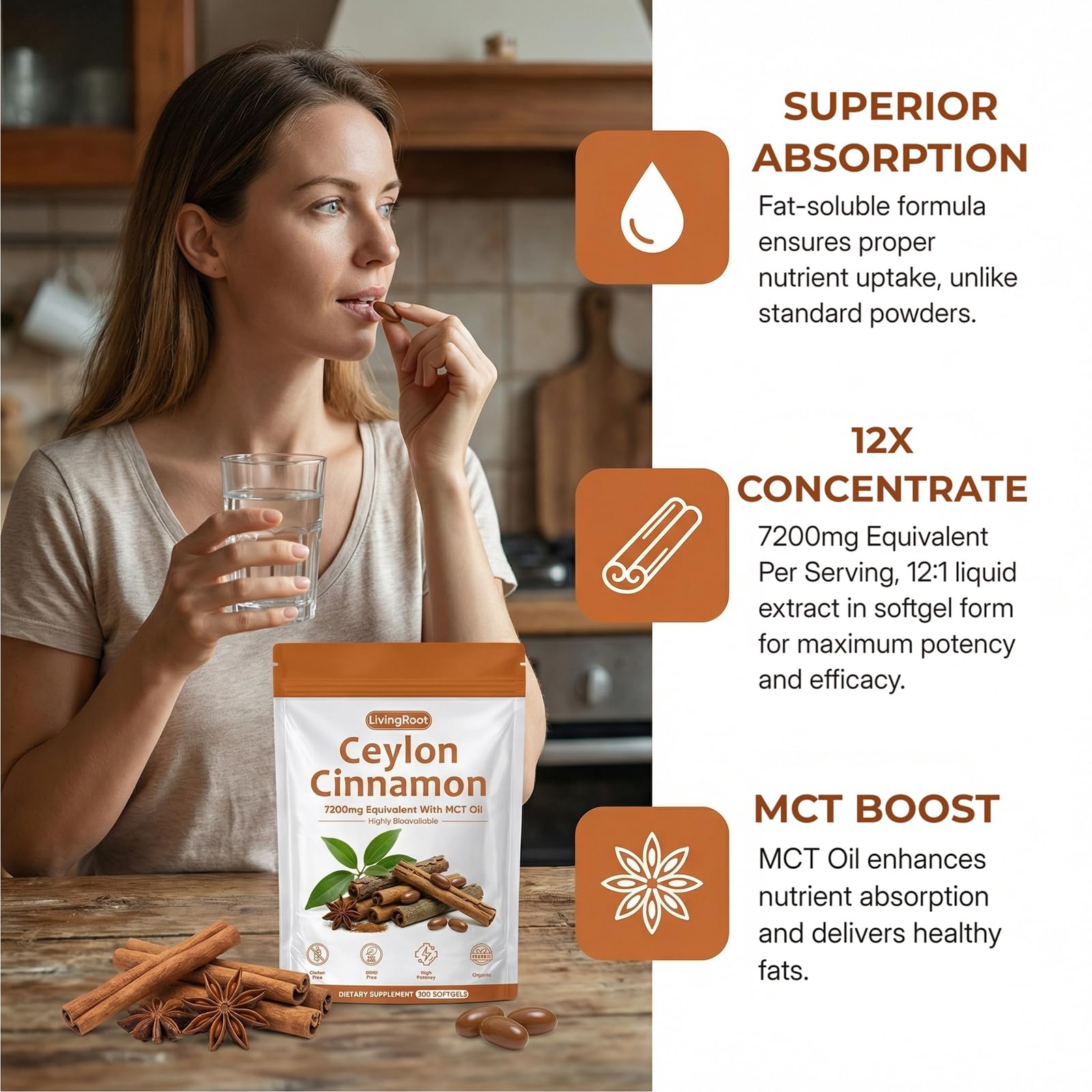 SCEZROB ingredientes: aceite MCT orgánico y canela de Ceilán para mejor biodisponibilidad