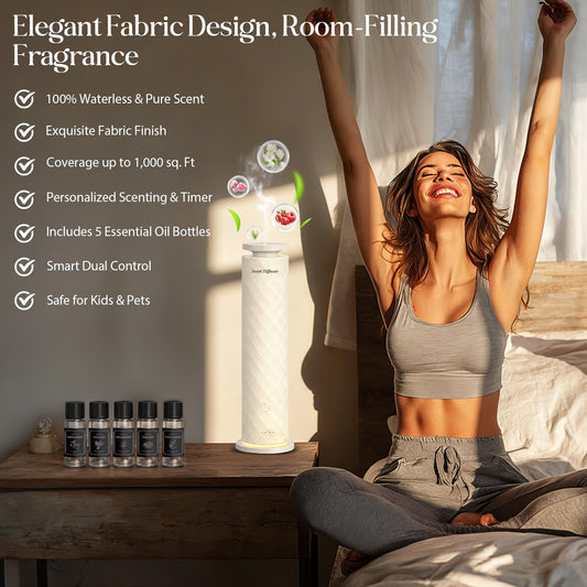 ScFZen detalle textura de tela que integra difusor como elemento cálido