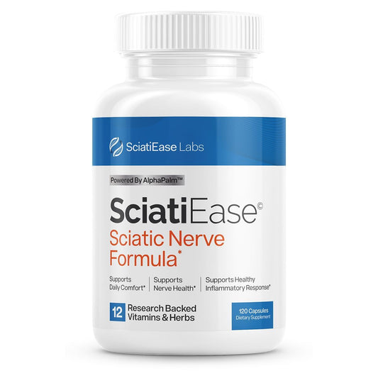 SciatiEase frontal del envase mostrando la marca y diseño profesional
