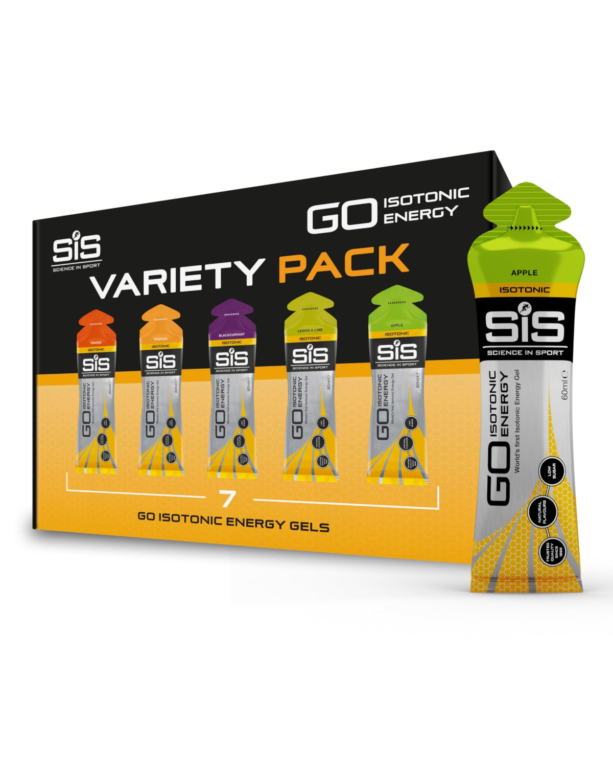 Science in Sport gel GO frontal del envase mostrando la marca y conveniencia