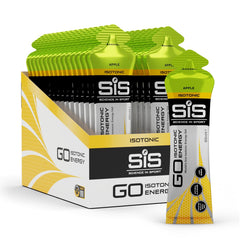 Science in Sport gel manzana frente del envase mostrando sobres y marca