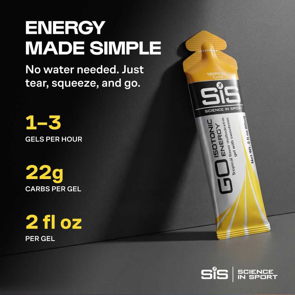 Science in Sport gel en mano para comparar tamaño y facilidad de transporte