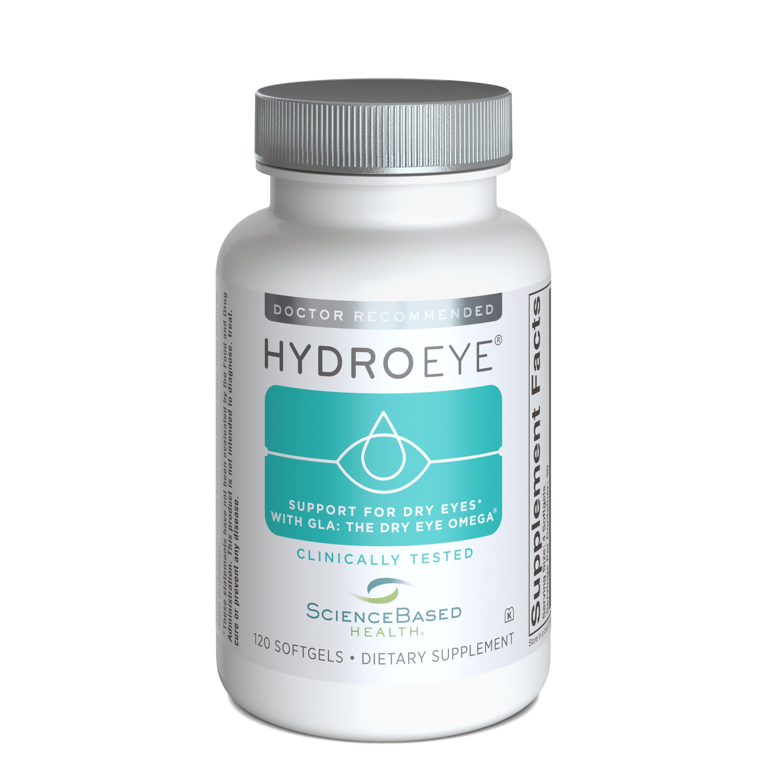 ScienceBased Health HydroEye envase frontal mostrando la marca y beneficio de confort ocular