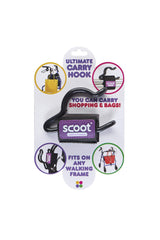 SCOOT gancho sujetando varias bolsas demostrando carga estable