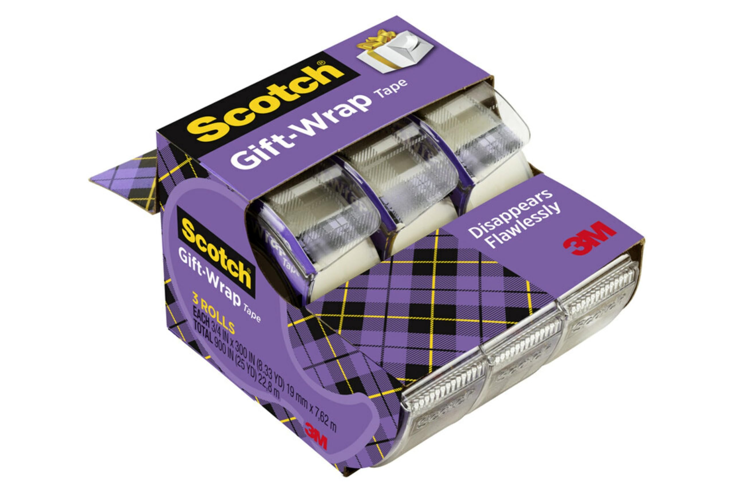 Scotch cinta frontal del empaque mostrando acabado satinado y presentación profesional