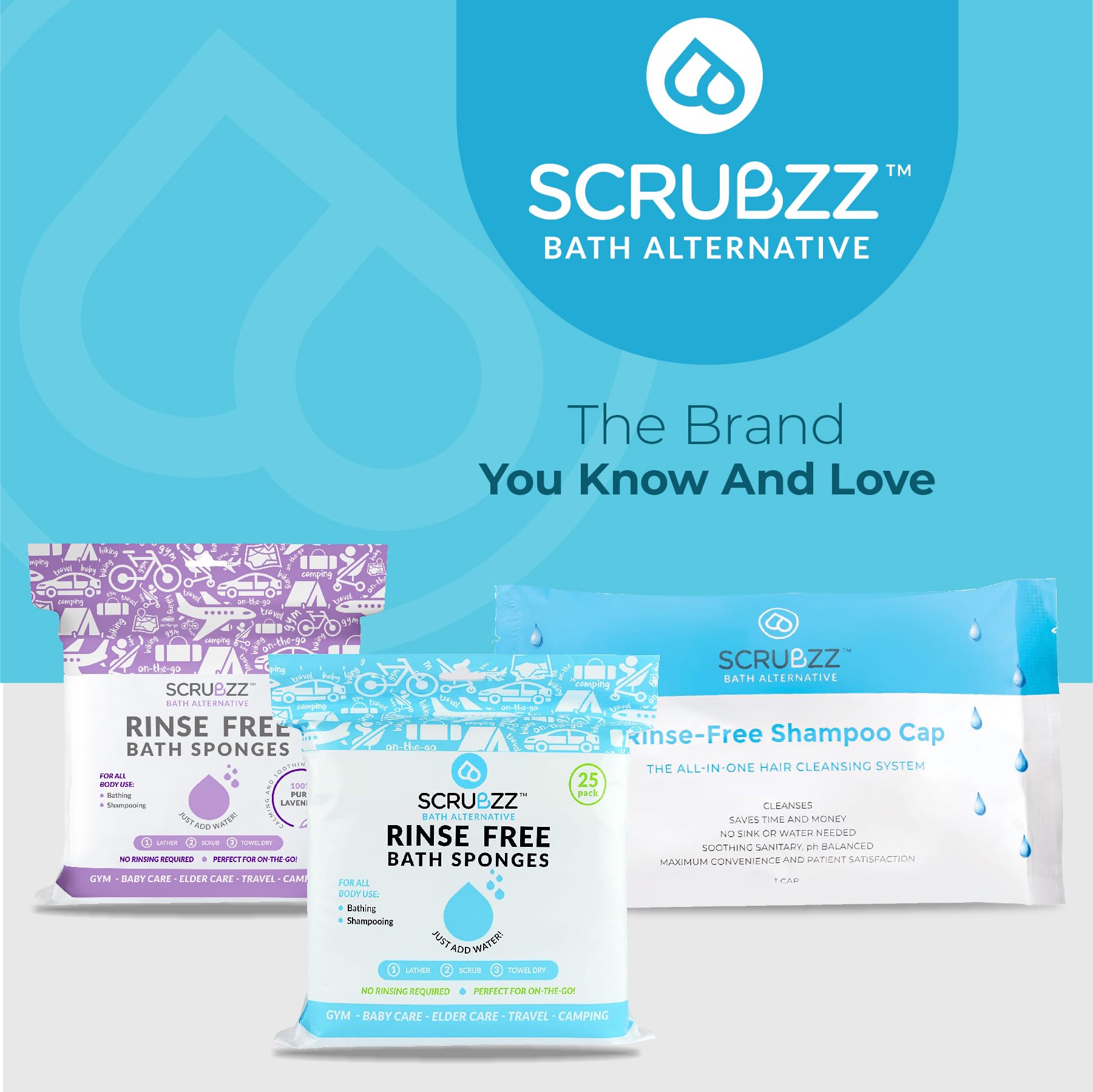 Scrubzz caja abierta con seis gorros listos para usar rápidamente