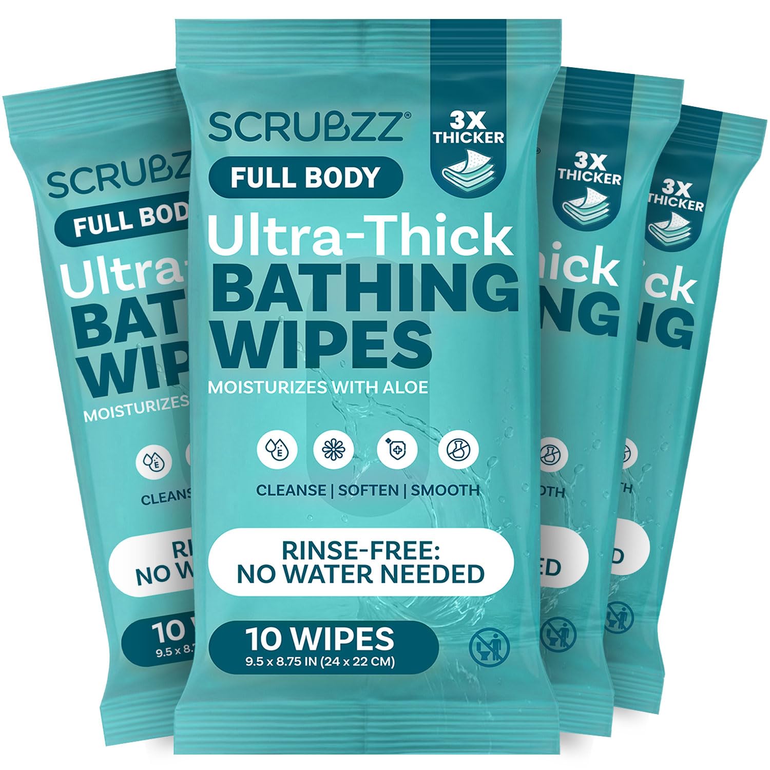 Scrubzz paquete frontal mostrando 40 toallitas para higiene rápida y cómoda
