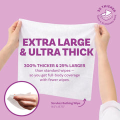 Scrubzz toallita desplegada mostrando textura ultragruesa y absorción