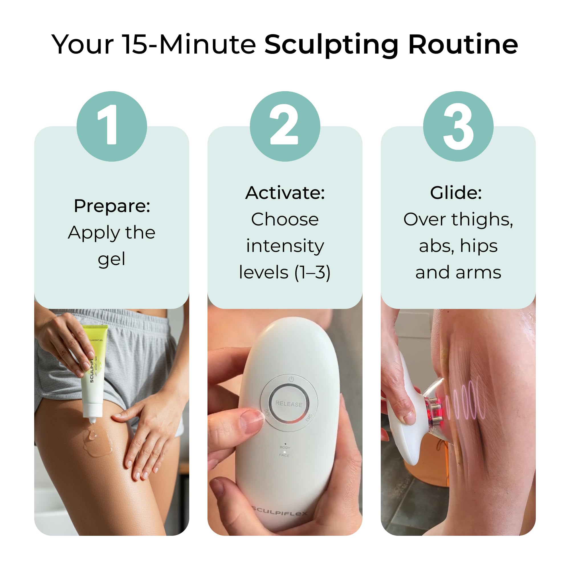 SCULPIFLEX gel comparado con objeto cotidiano para referencia de tamaño