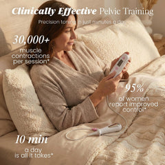 SculptHer PelviRestore tamaño comparado con mano para visualizar escala práctica