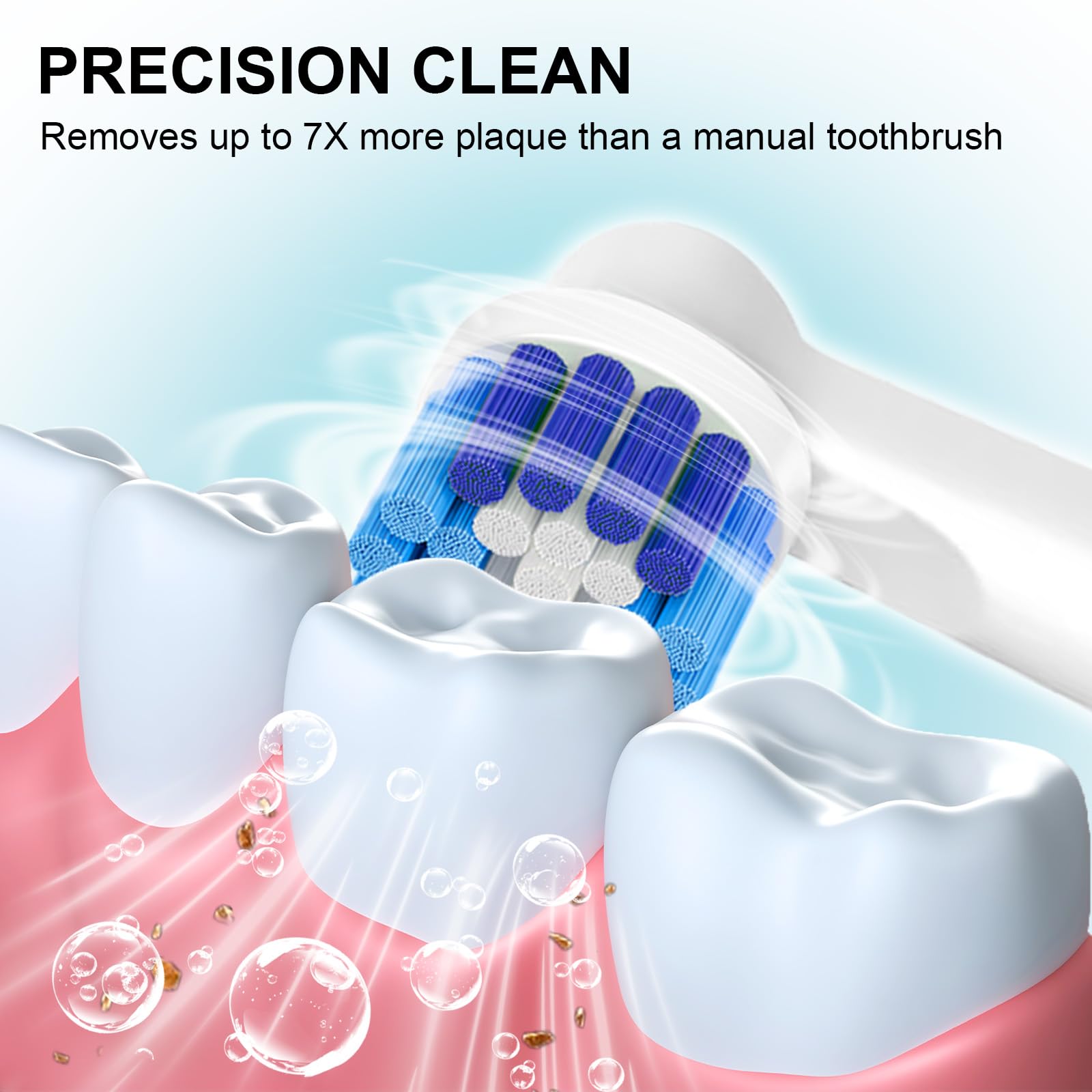 Sdiveson primer plano de cerdas Precision Clean, limpieza eficaz