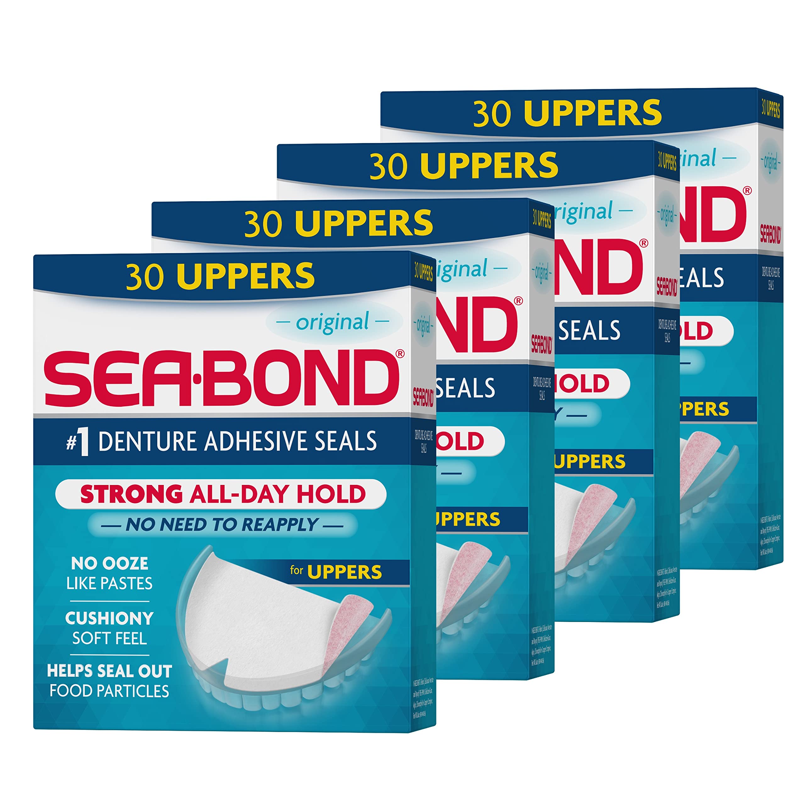 Sea-Bond empaque frontal mostrando 4 paquetes y beneficio de suministro