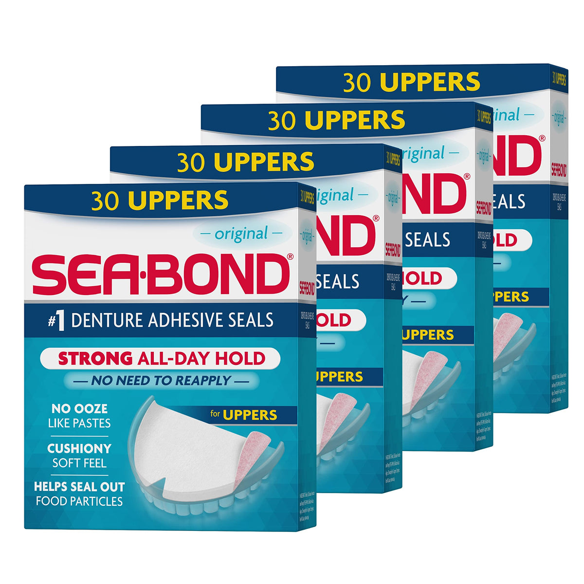 Sea-Bond empaque frontal mostrando 4 paquetes y beneficio de suministro