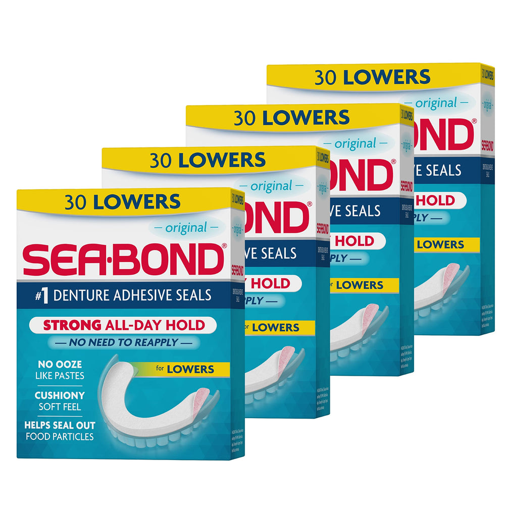 Sea-Bond empaque frontal mostrando el pack de 4 cajas para confianza todo el día