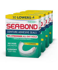 Sea-Bond empaque frontal mostrando 4 paquetes y beneficio de sujeción