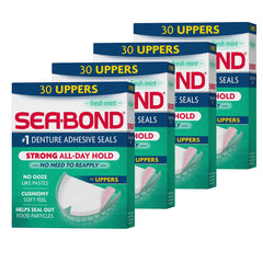 Sea-Bond frente del empaque mostrando packs y beneficio de sujeción segura