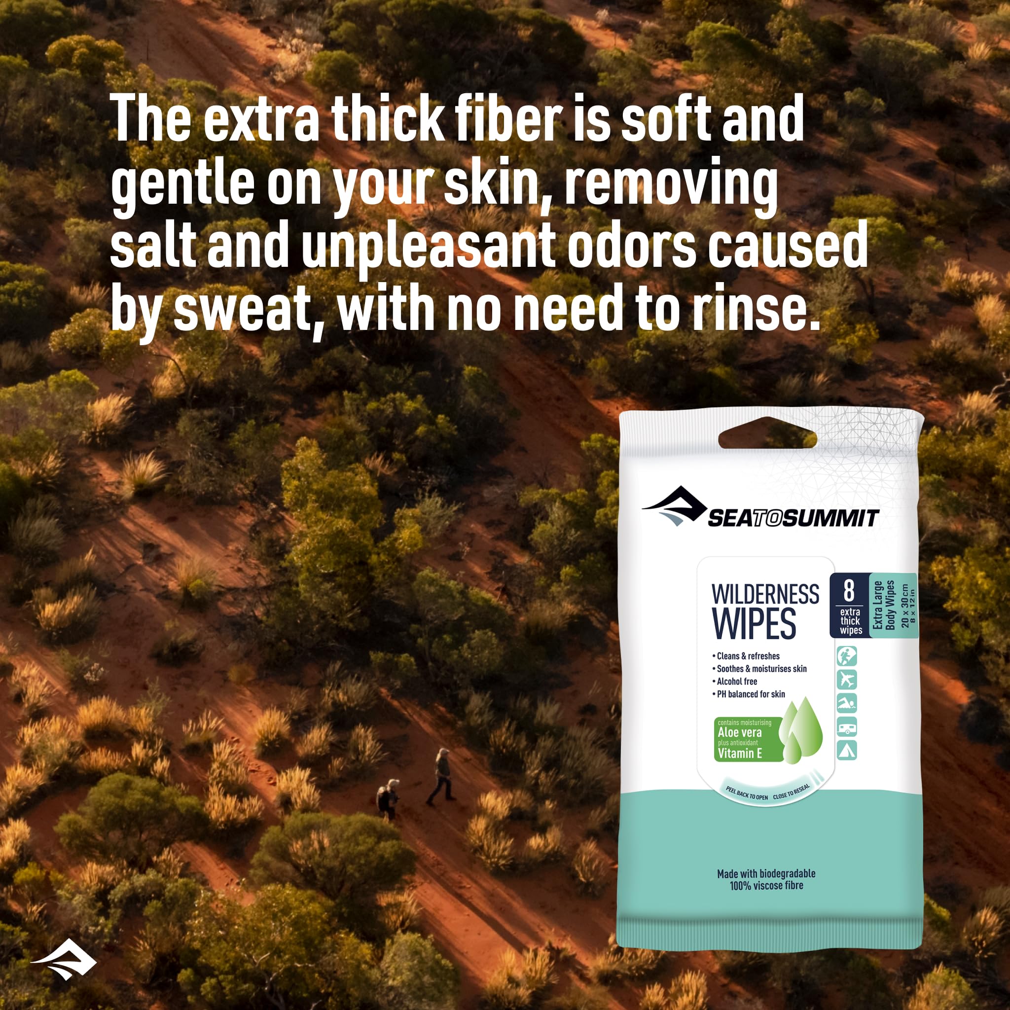 Sea to Summit etiqueta con ingredientes y beneficios para piel