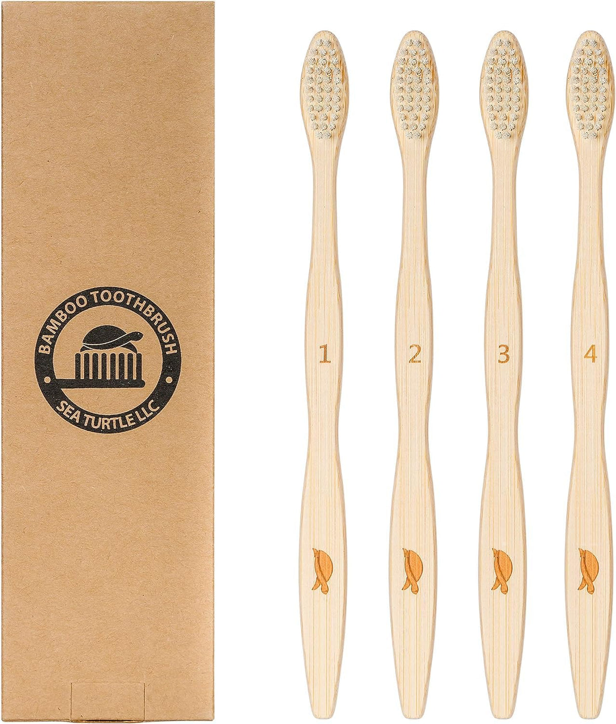 Sea Turtle cepillo de bamboo frontal mostrando diseño ergonómico y sostenible