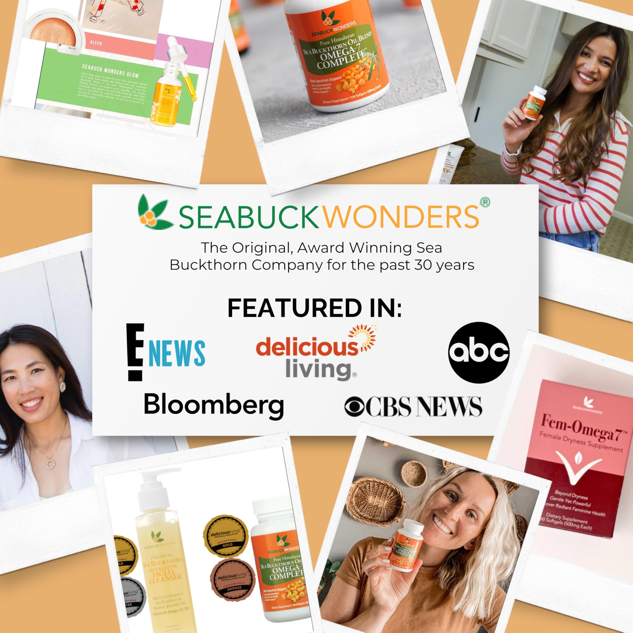 SeabuckWonders empaque lateral con lista de ingredientes y certificaciones