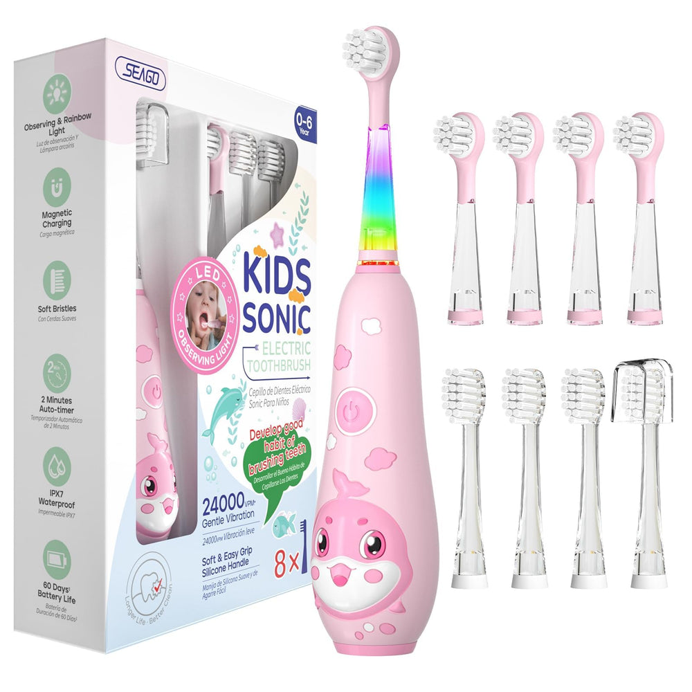 SEAGO cepillo frontal rosa mostrando diseño infantil y ergonomía