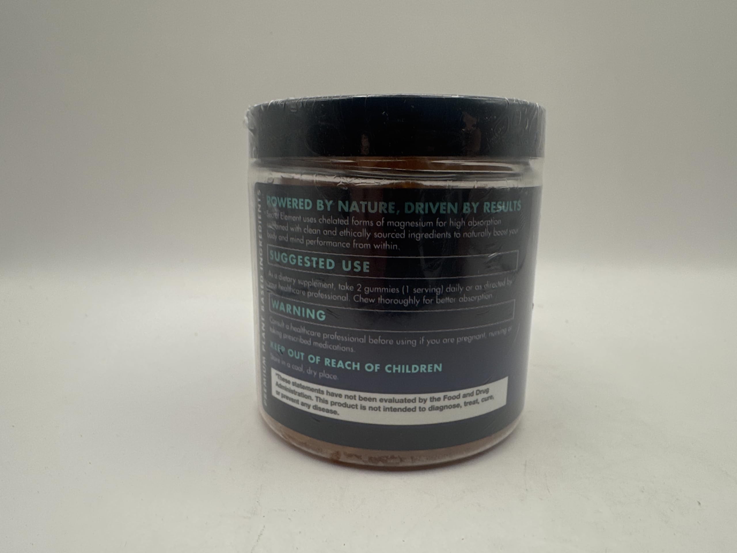 Secret Element etiqueta con lista de ingredientes y beneficios de absorción