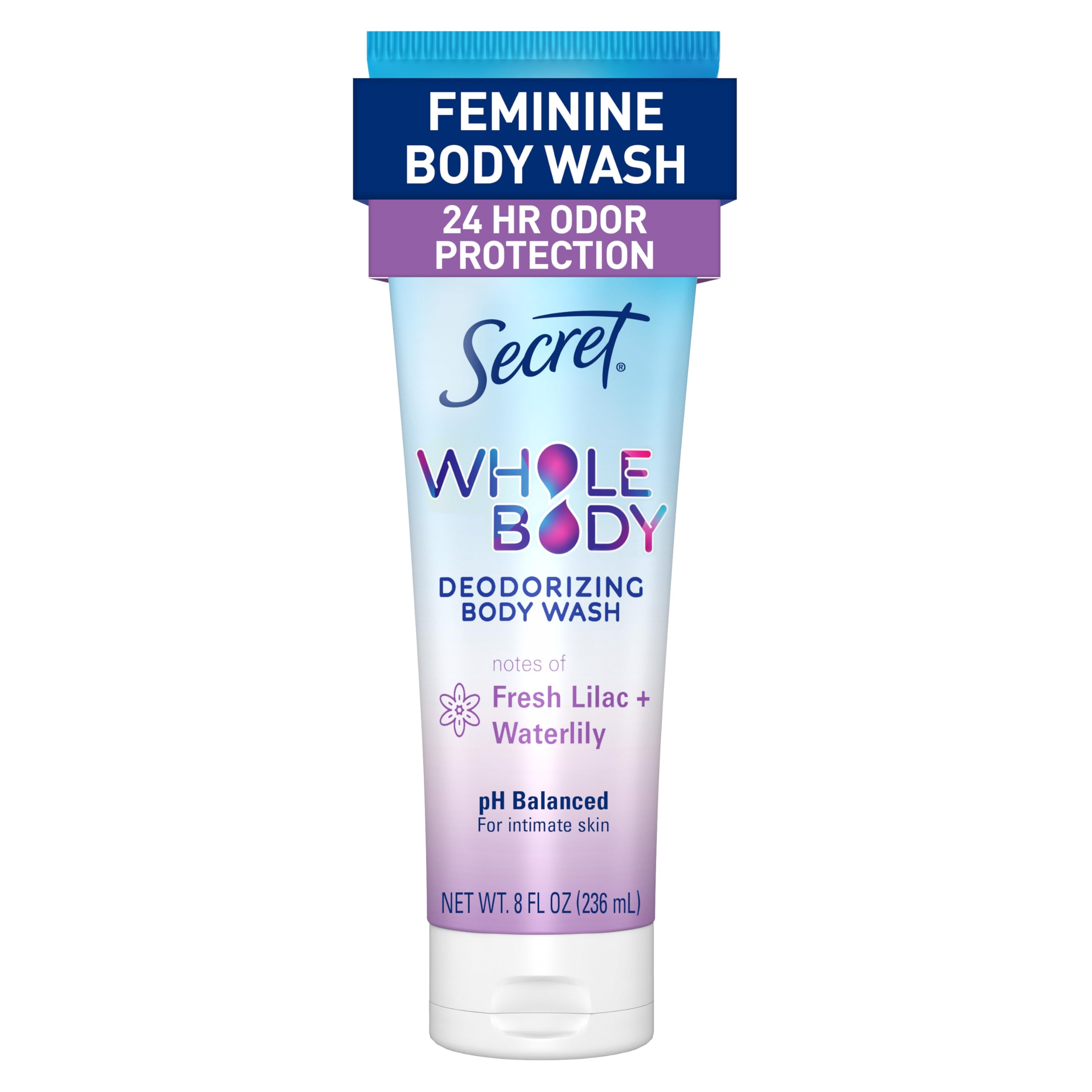 Secret botella frontal mostrando fragancia lilac & waterlily y frescura prolongada