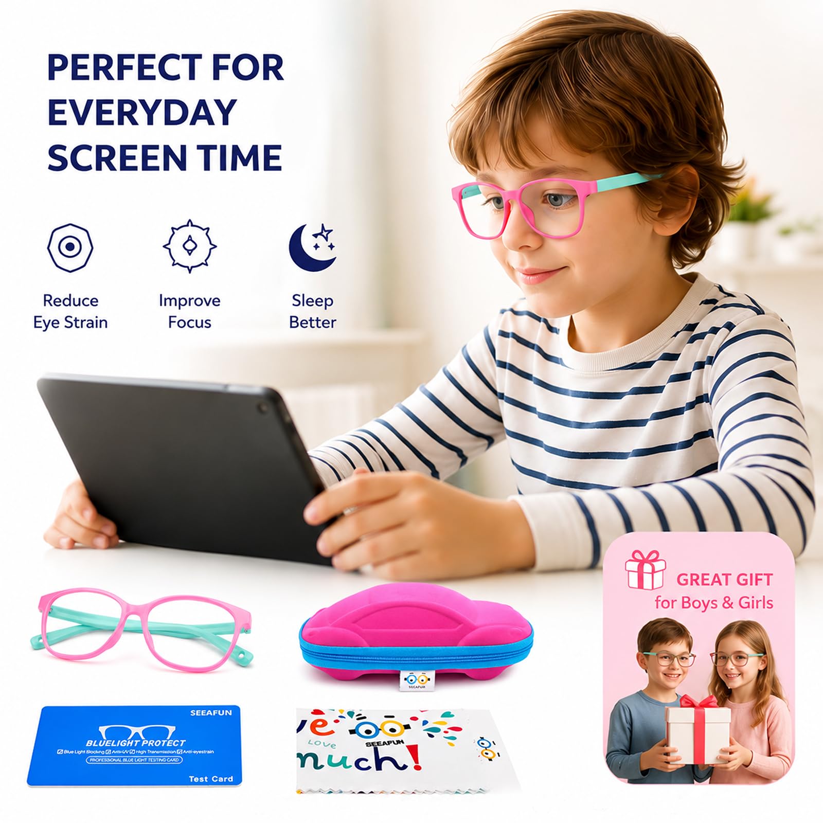 SEEAFUN funda en forma de coche protegiendo las gafas para transporte seguro