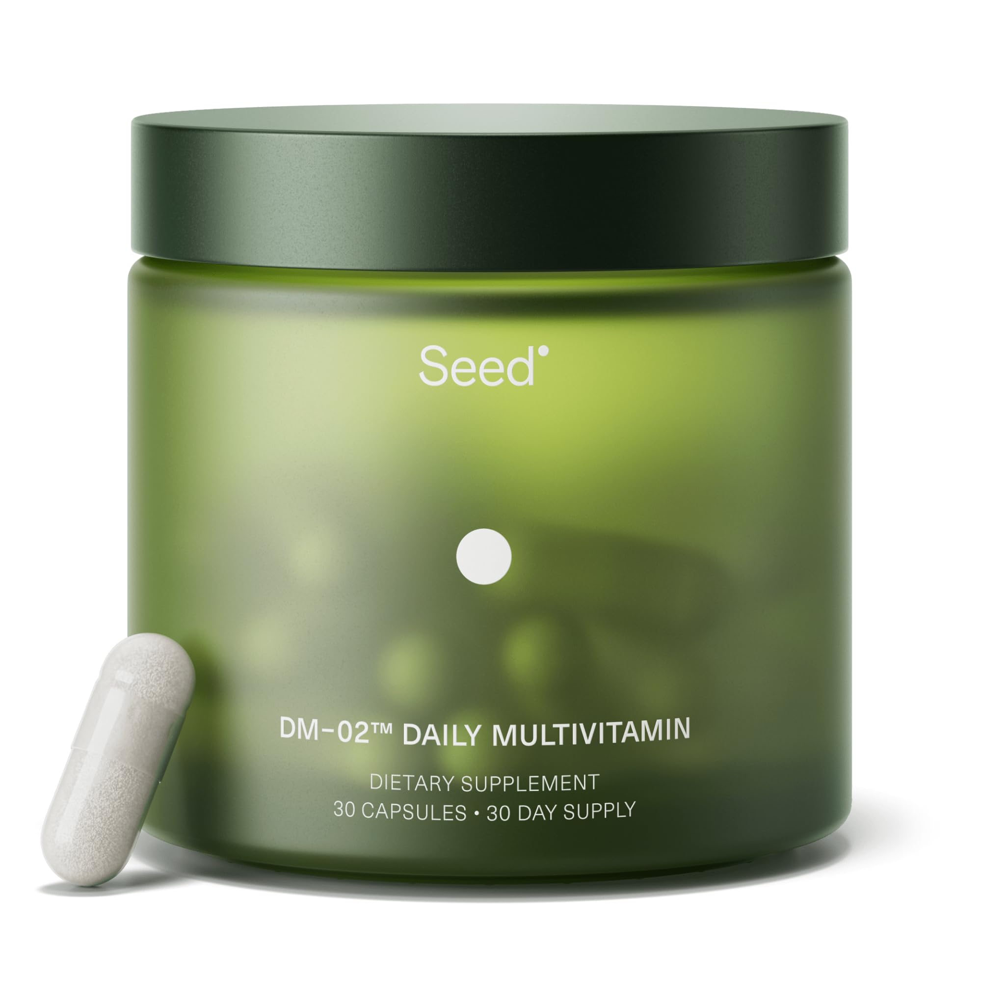 Seed DM-02 frasco frontal mostrando etiqueta clara y beneficios