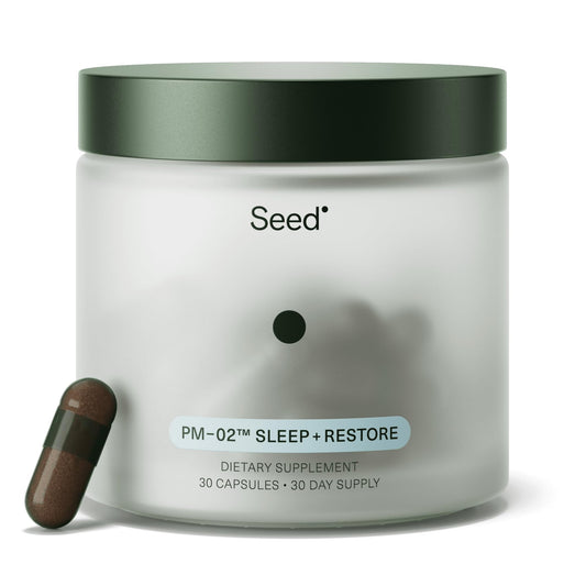 Seed frasco frontal mostrando diseño y suministro de 30 días, claridad y confianza