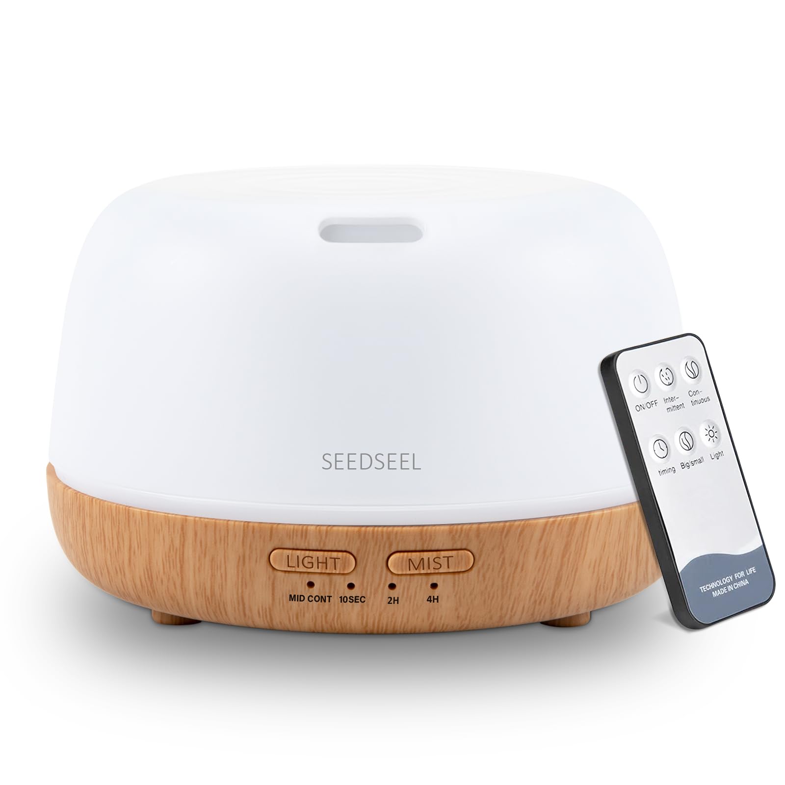SEEDSEEL vista frontal del difusor mostrando diseño minimalista y funcionamiento silencioso
