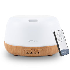 SEEDSEEL vista frontal del difusor mostrando diseño minimalista y funcionamiento silencioso