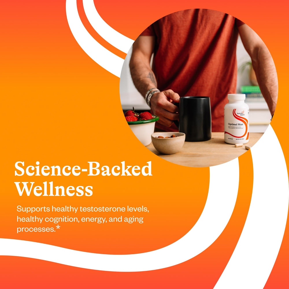 Seeking Health cápsula en mano para comparar escala y porción diaria recomendada