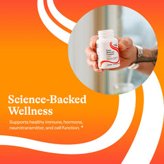 Seeking Health cápsulas en mano para mostrar tamaño y dosificación práctica