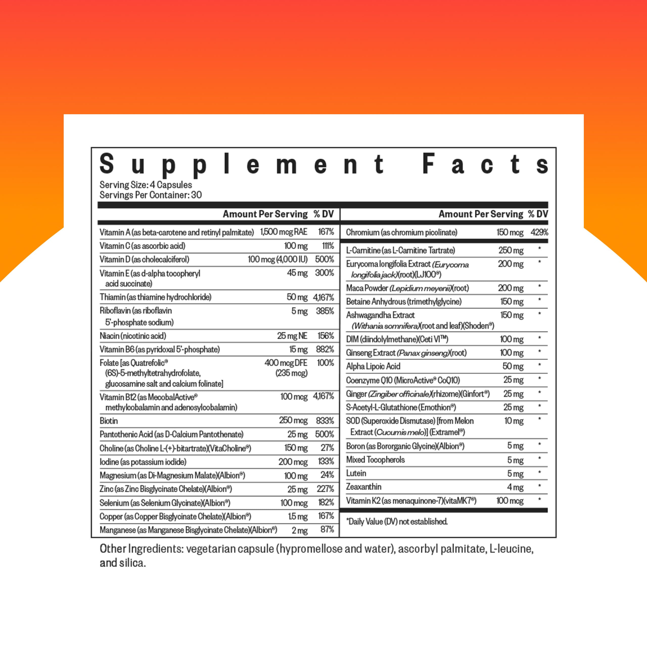 Seeking Health etiqueta en primer plano con información de ingredientes y beneficios