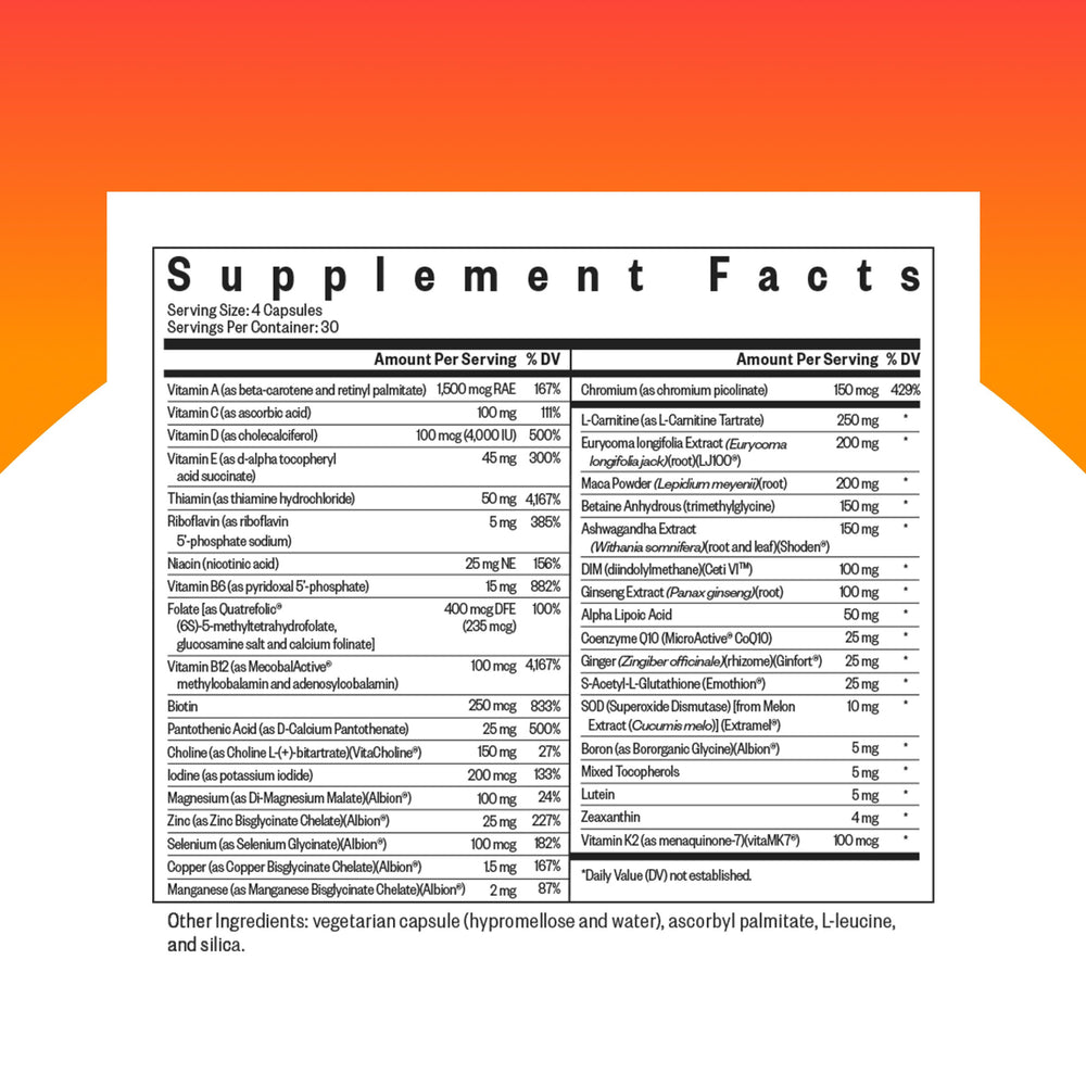 Seeking Health etiqueta en primer plano con información de ingredientes y beneficios