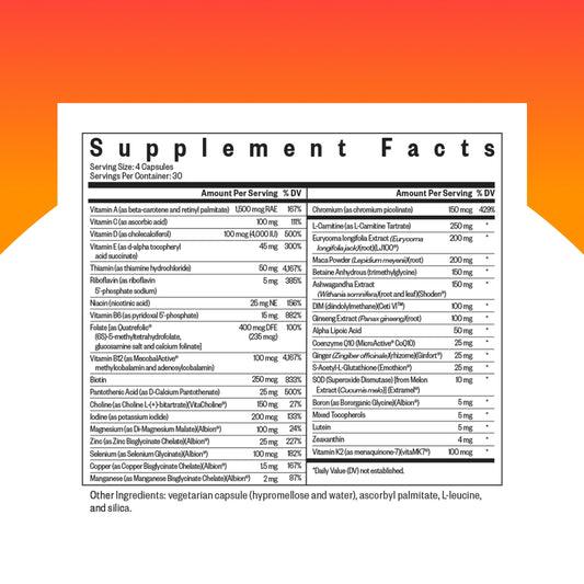 Seeking Health etiqueta en primer plano con información de ingredientes y beneficios