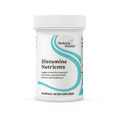 Seeking Health frasco delante con enfoque claro y beneficio de soporte estacional