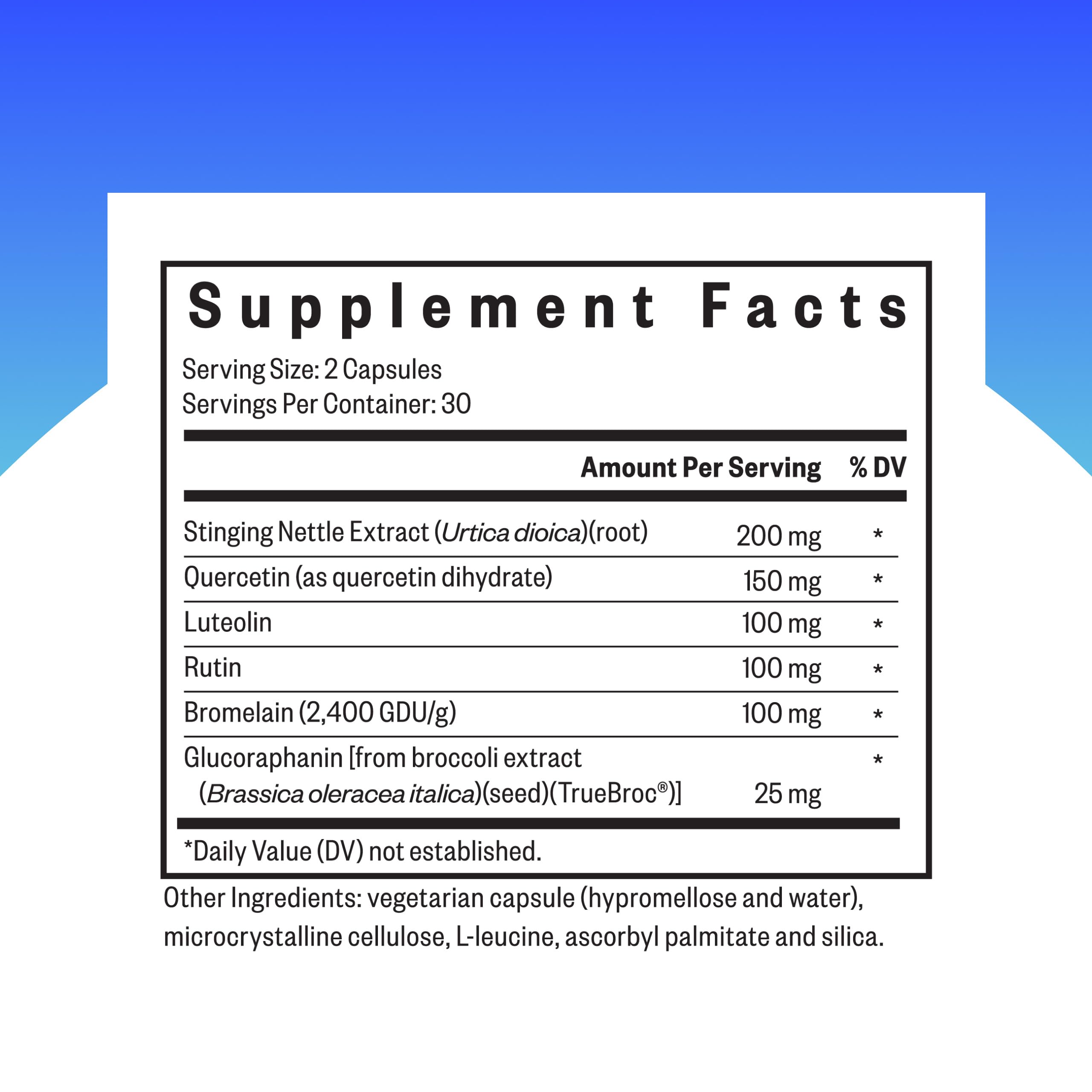 Seeking Health etiqueta detallada de HistaminX con ingredientes y claridad