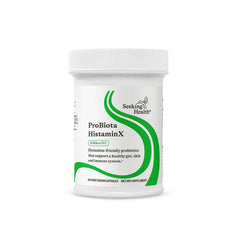 Seeking Health envase frontal del producto, claridad de etiqueta y beneficios