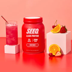 SEEQ detalle de ingredientes resaltando 22g proteína por porción