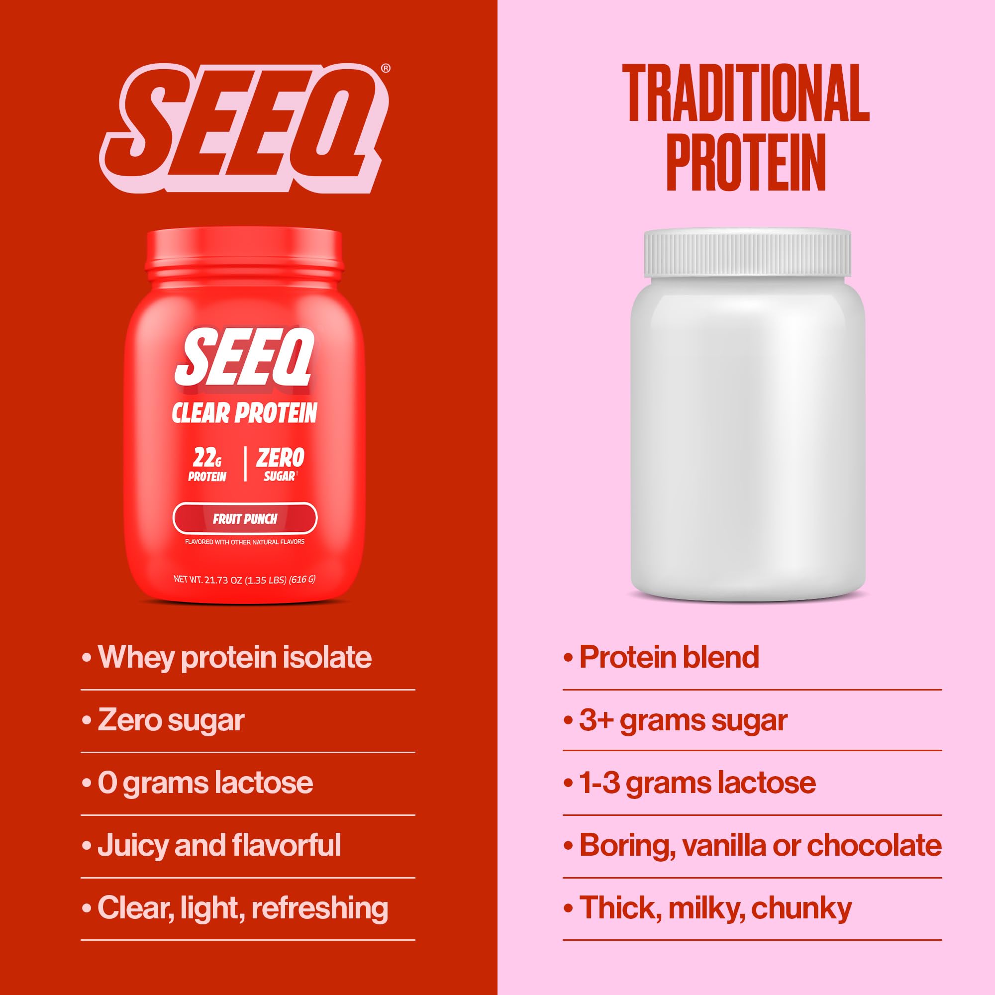 SEEQ polvo claro Fruit Punch mostrando textura fina y sin grumos