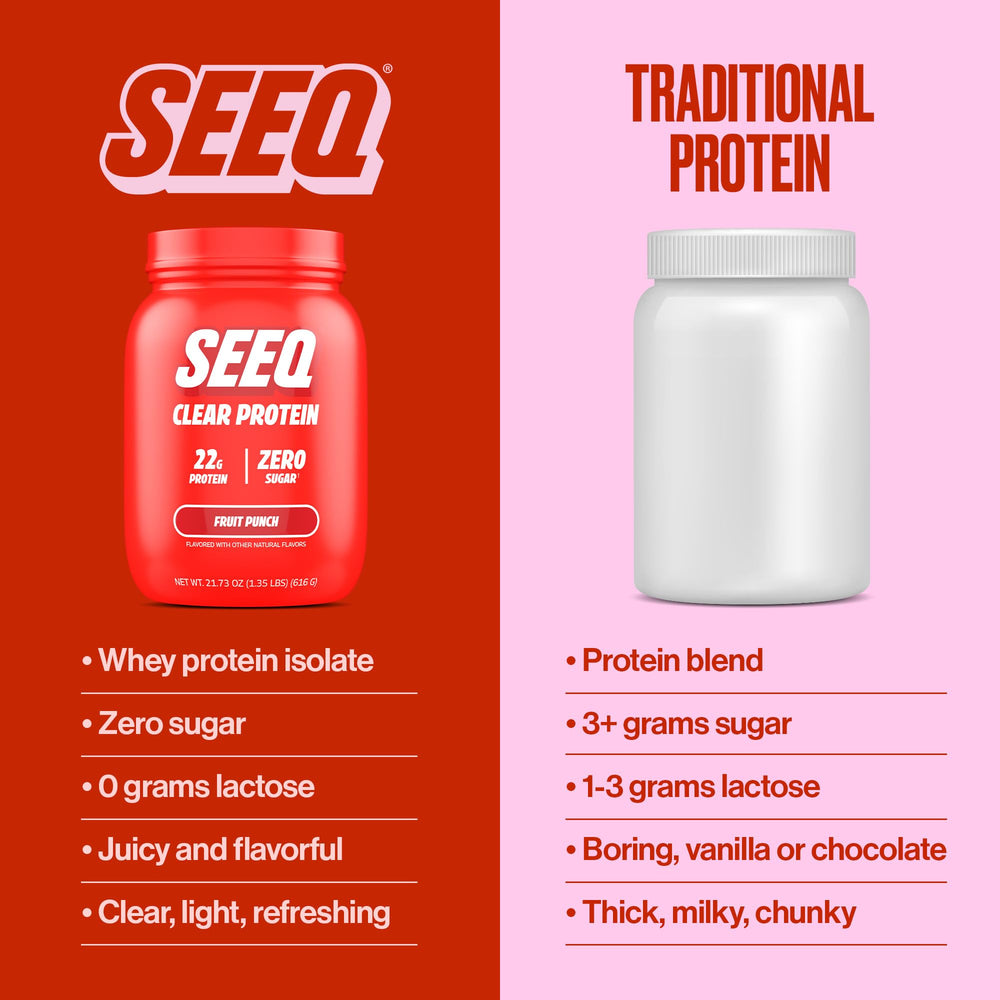 SEEQ polvo claro Fruit Punch mostrando textura fina y sin grumos