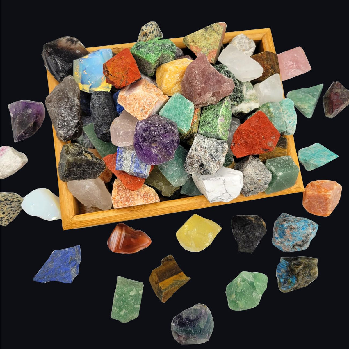 SeeuFun caja frontal con piedras crudas, variedad para pulir