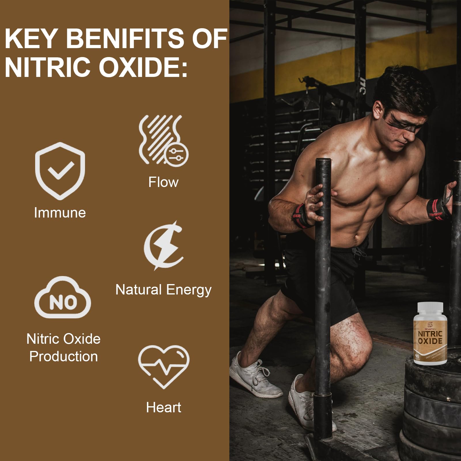 Persona tomando SehatiKu antes de entrenar, beneficio: apoyo a la energía en ejercicio