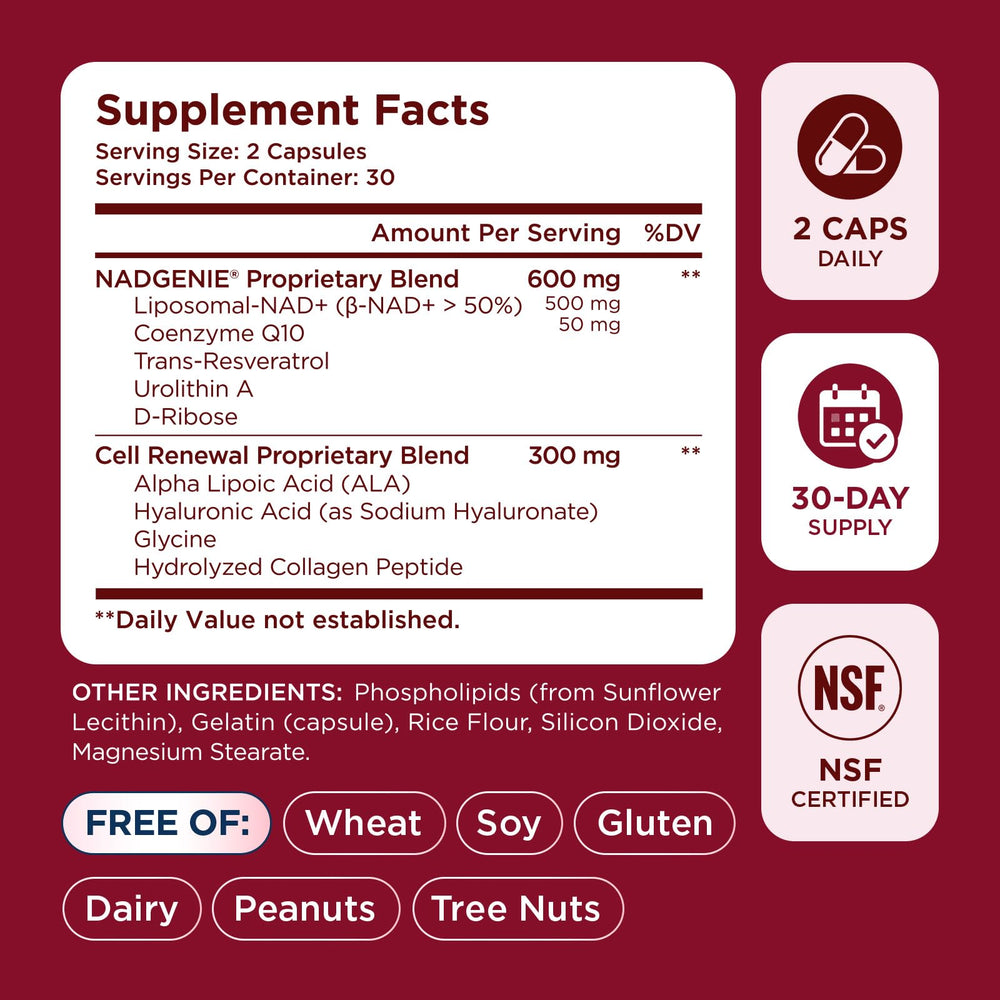 Selerb etiqueta de ingredientes resaltando β-NAD+ y calidad