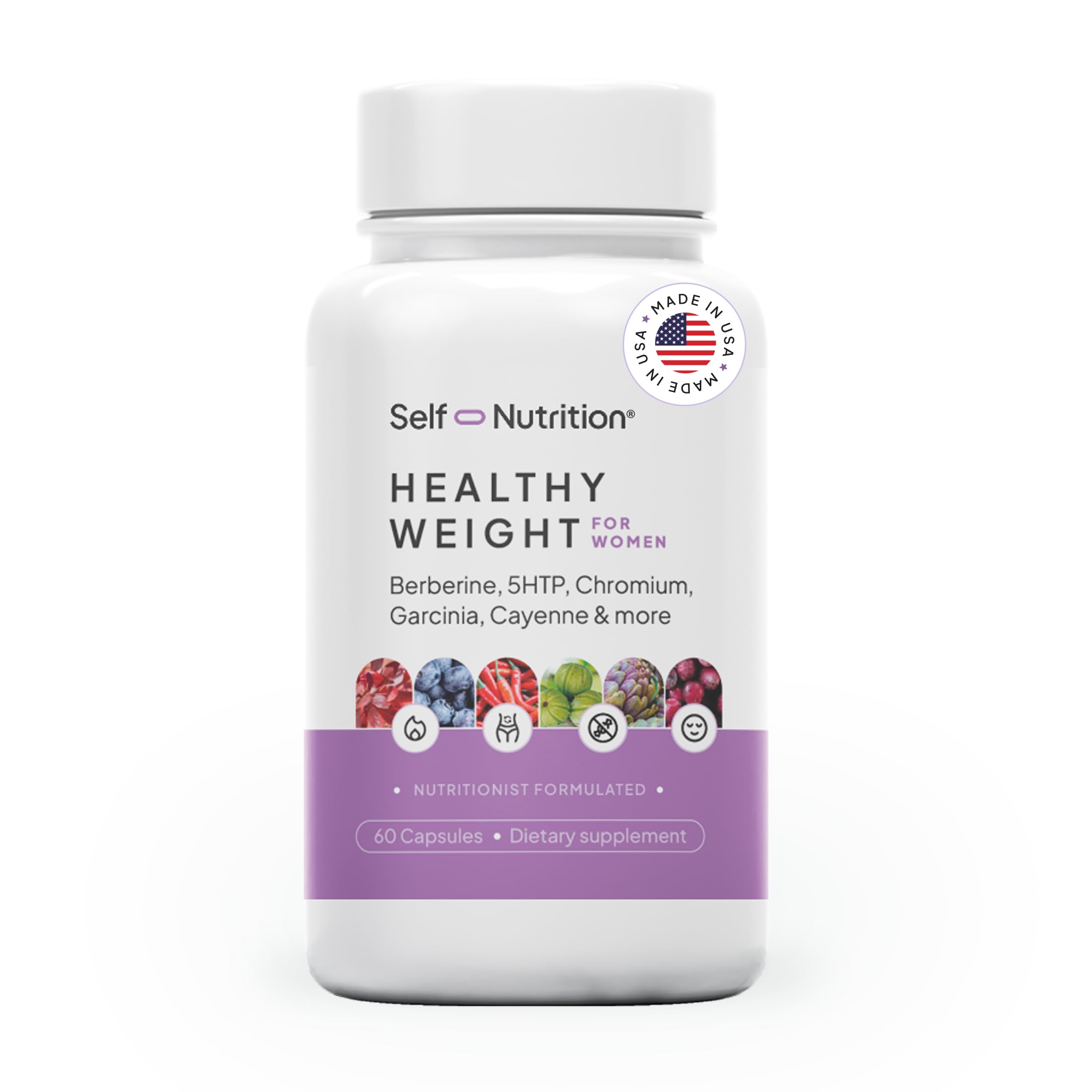 SELF NUTRITION frasco frontal mostrando 60 cápsulas y buena elección